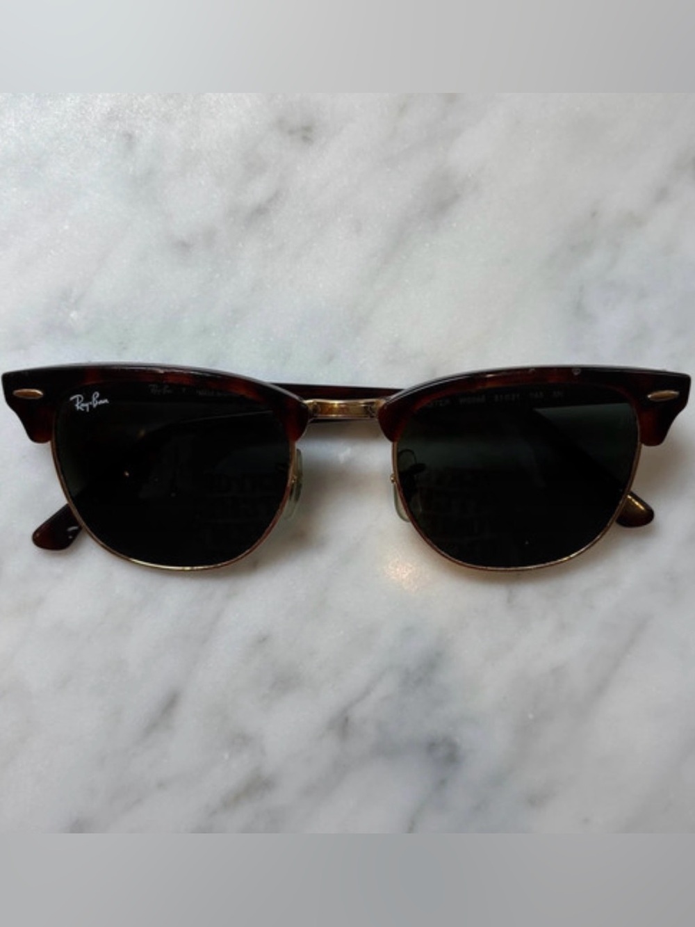 Ray-Ban Sunglasses RB3016 Clubmaster Tortoise Frame Green Lenses